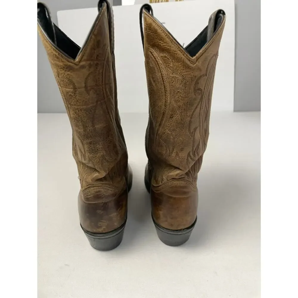 Cowboy Boots Men 9.5D Brown Western Leather Rustic Rodeo Country Americana Ranch